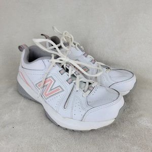 New Balance 608 Women White Pink Leather Lace Up Low Top Sneakers Shoe Size 7